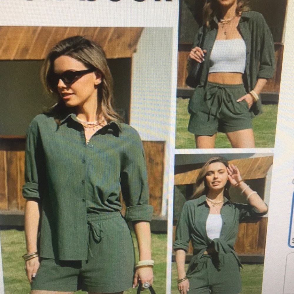 EXLURA/GREEN- COTTON COASTAL LIVING BOYFRIEND SHIRT/NWT